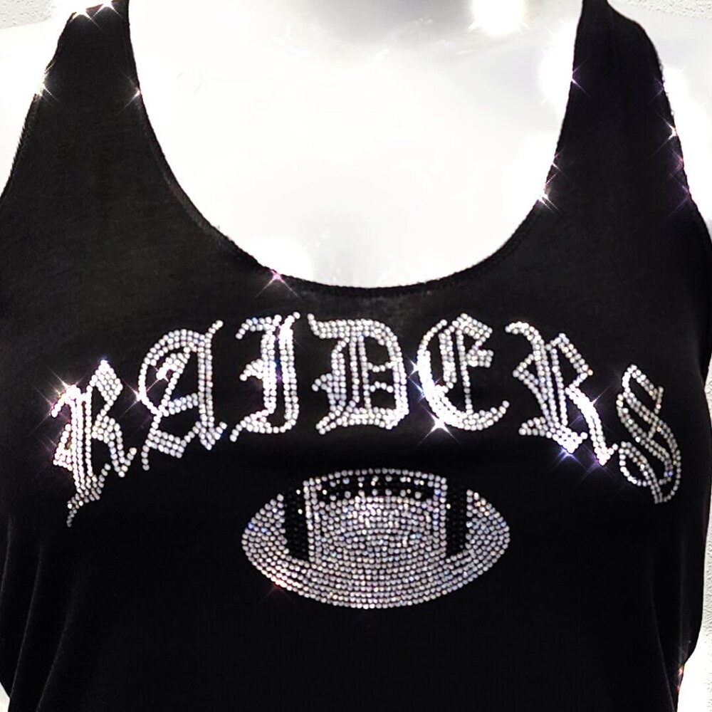 Bling RAIDERS black tank with rhinestone football